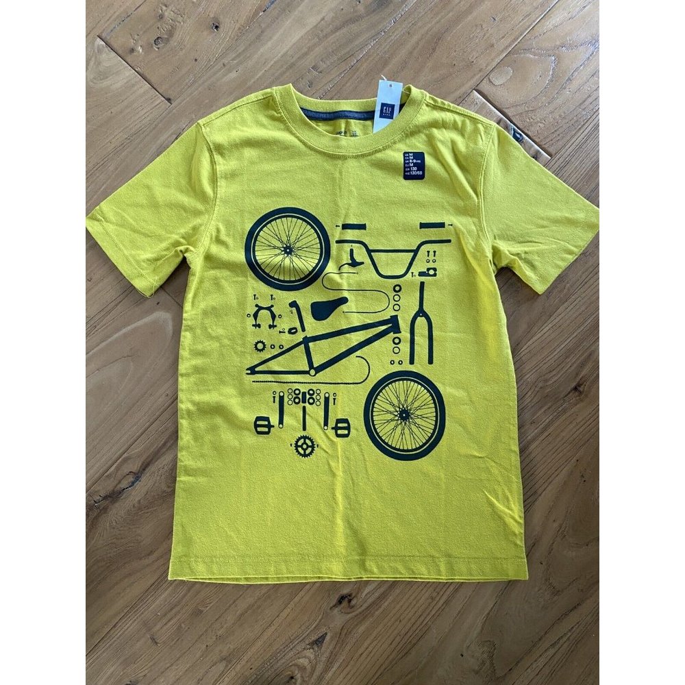 Yellow NWT Bicycle Bike Cycling Parts GAP T Shirt, 8-9, M